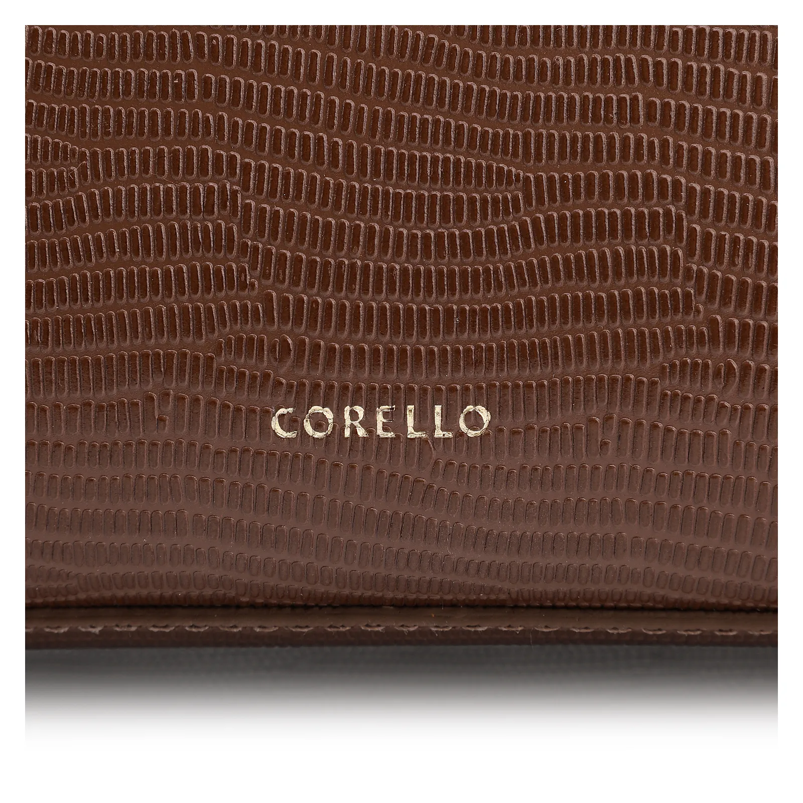 Bolsa De Ombro Couro Lezard Marrom Escuro/Couro Marrom Escuro