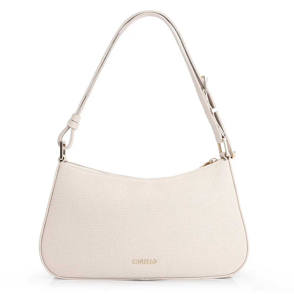 Bolsa De Ombro Couro Lezard Off White - imagem 3