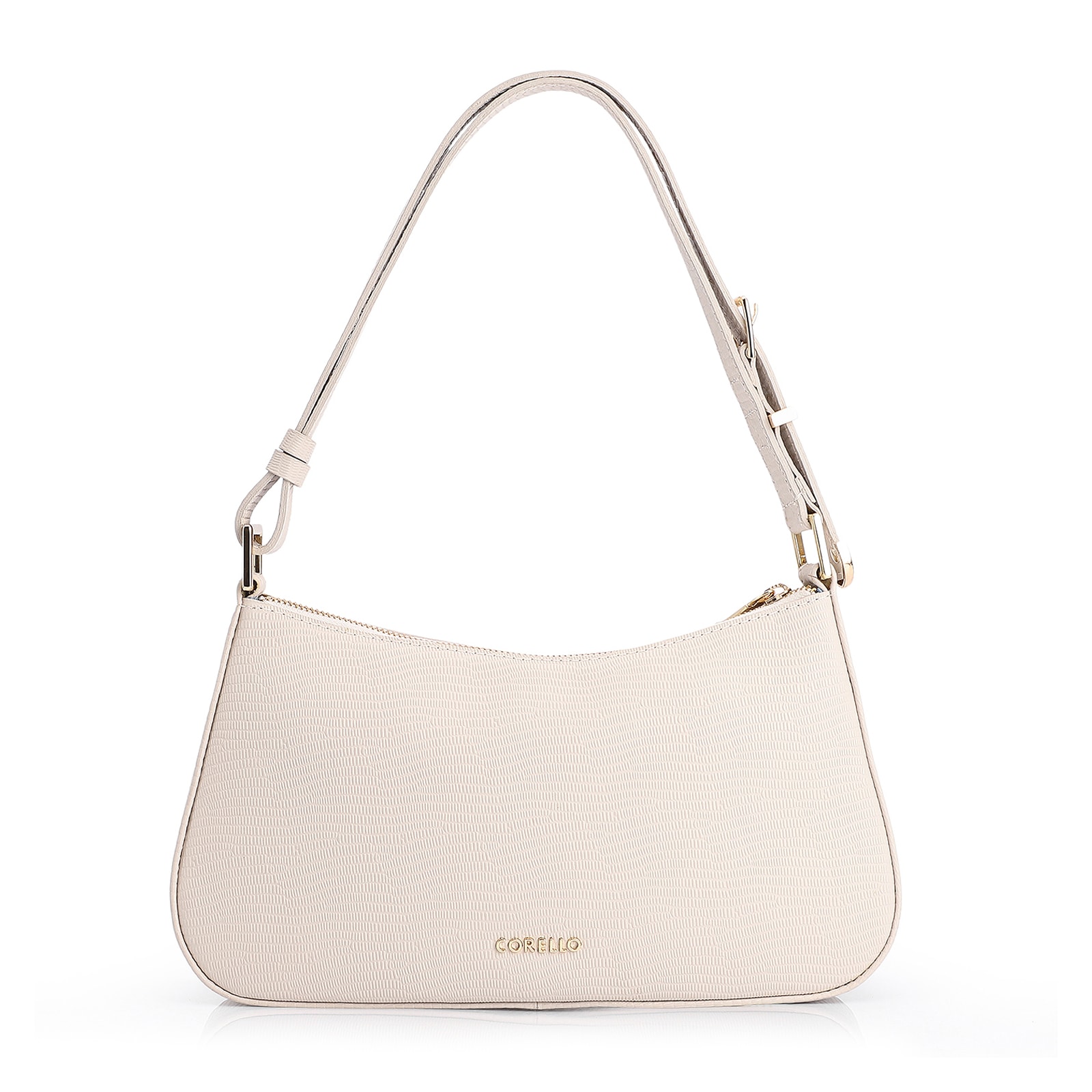 Bolsa De Ombro Couro Lezard Off White