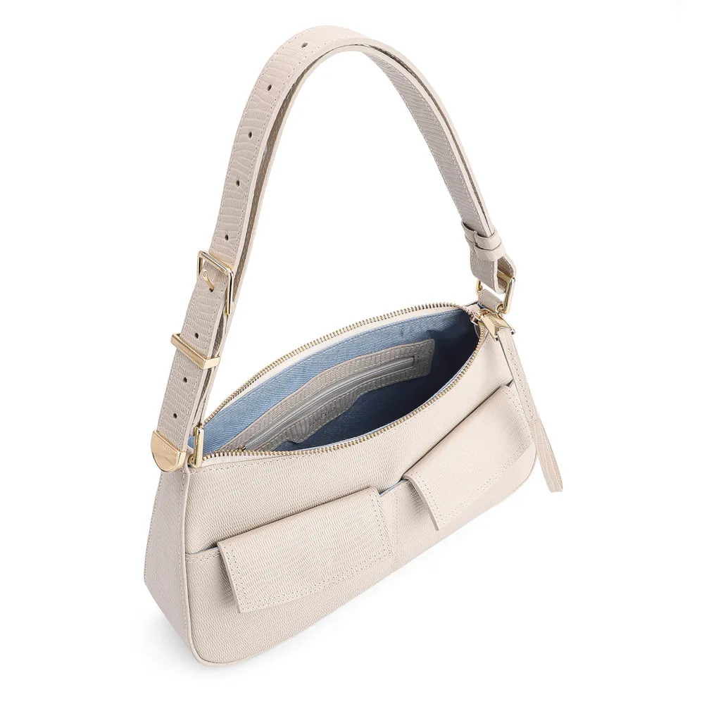 Bolsa De Ombro Couro Lezard Off White - imagem 4