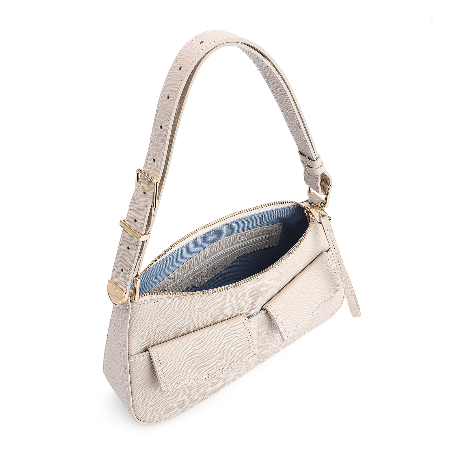Bolsa De Ombro Couro Lezard Off White