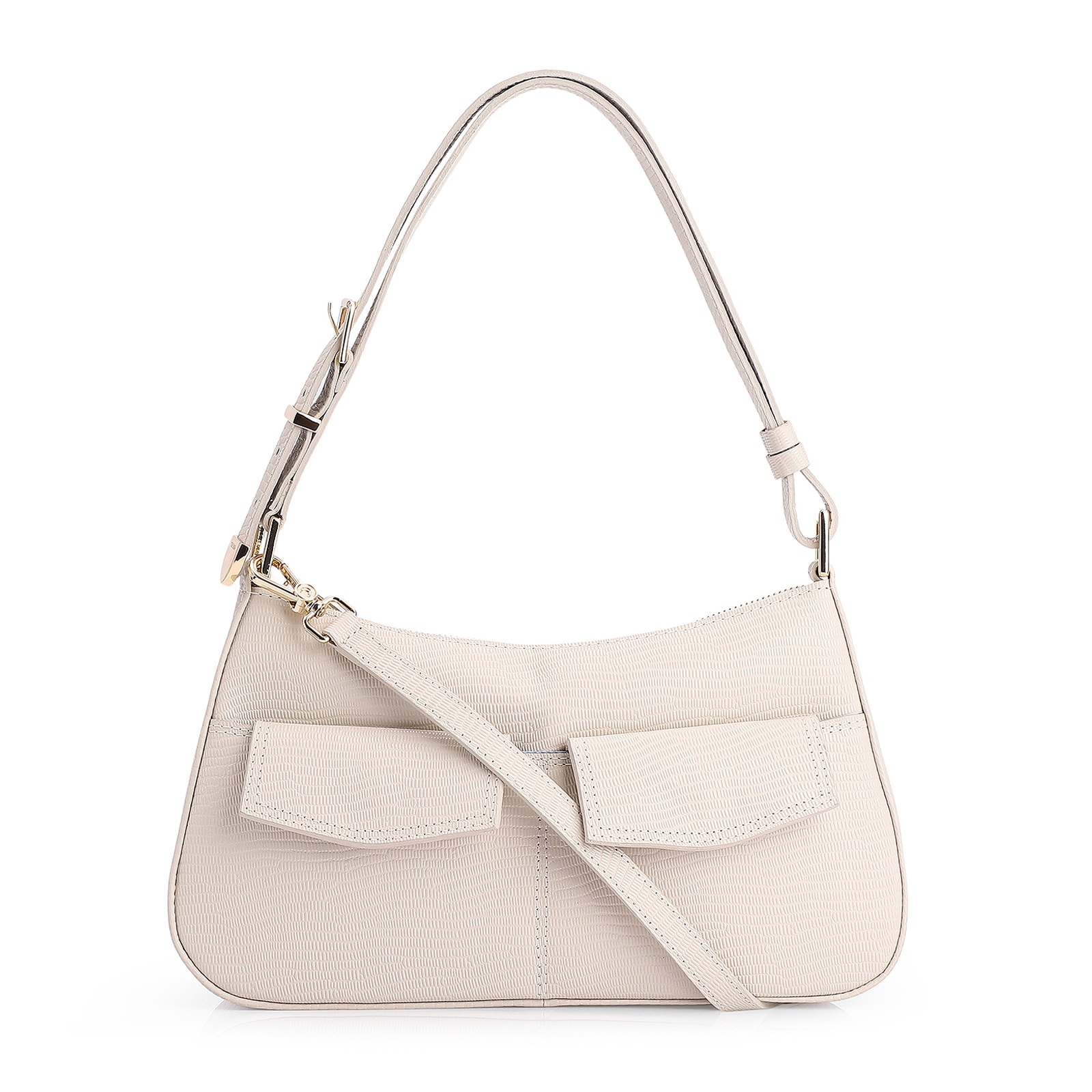 Bolsa De Ombro Couro Lezard Off White