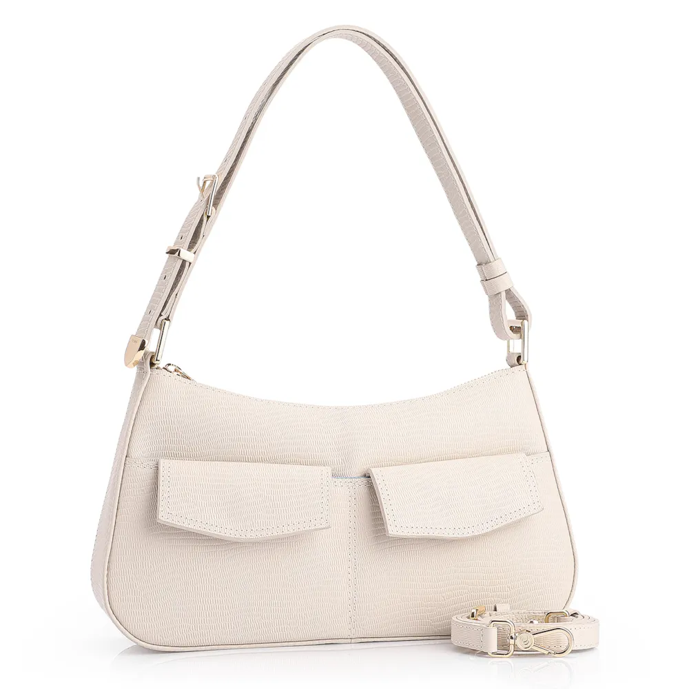 Bolsa De Ombro Couro Lezard Off White - imagem 2