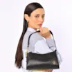 Bolsa De Ombro Couro Lezard Preto - imagem 2