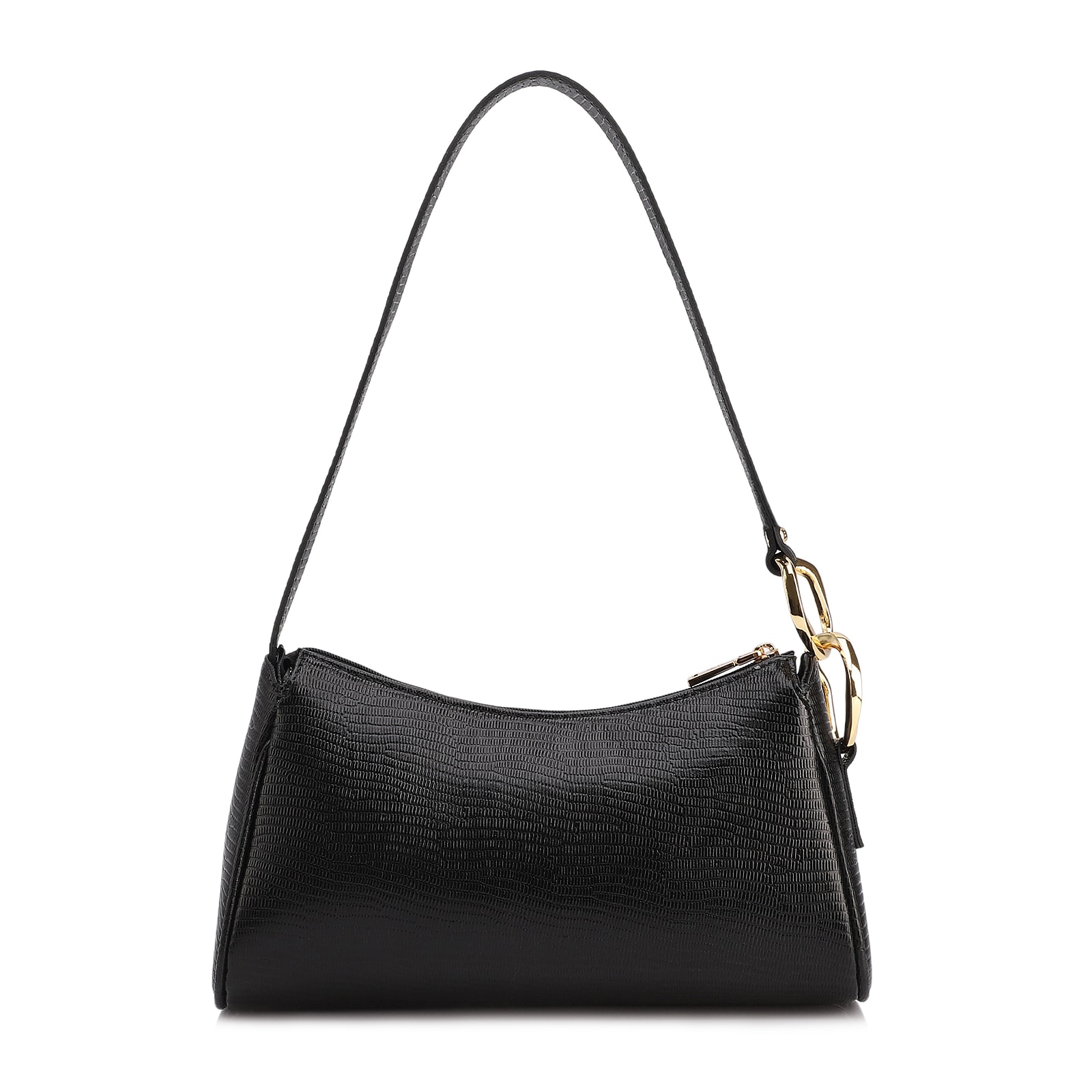 Bolsa De Ombro Couro Lezard Preto