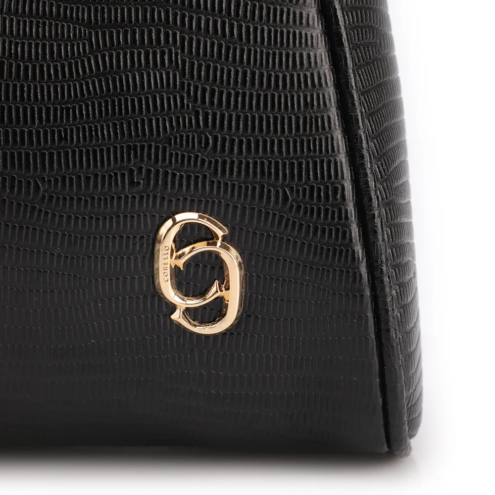 Bolsa De Ombro Couro Lezard Preto - imagem 7