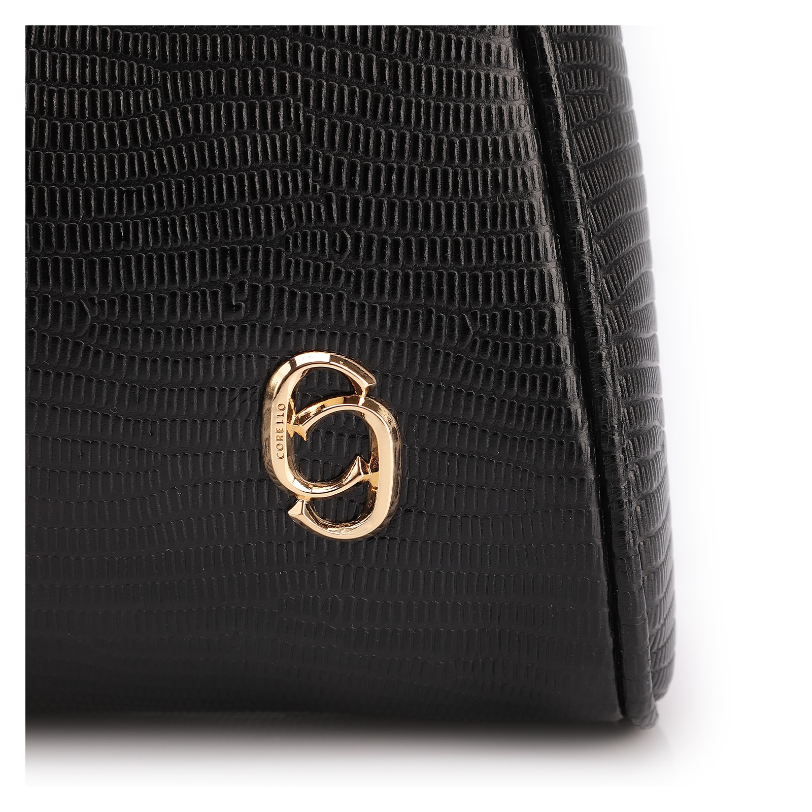 Bolsa De Ombro Couro Lezard Preto
