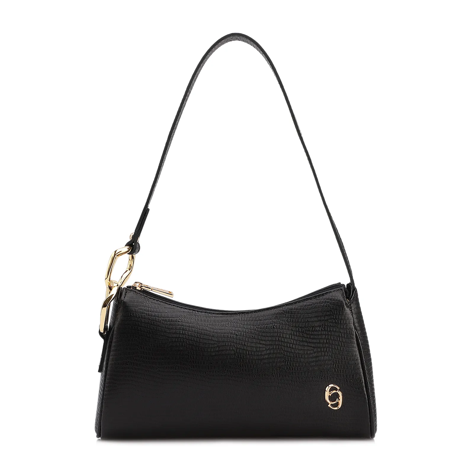 Bolsa De Ombro Couro Lezard Preto