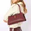 Bolsa De Ombro Couro Lezard Vinho /Couro Vinho - imagem 2