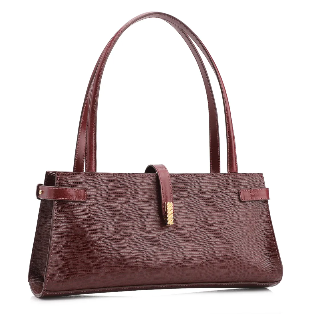 Bolsa De Ombro Couro Lezard Vinho /Couro Vinho - foto 3