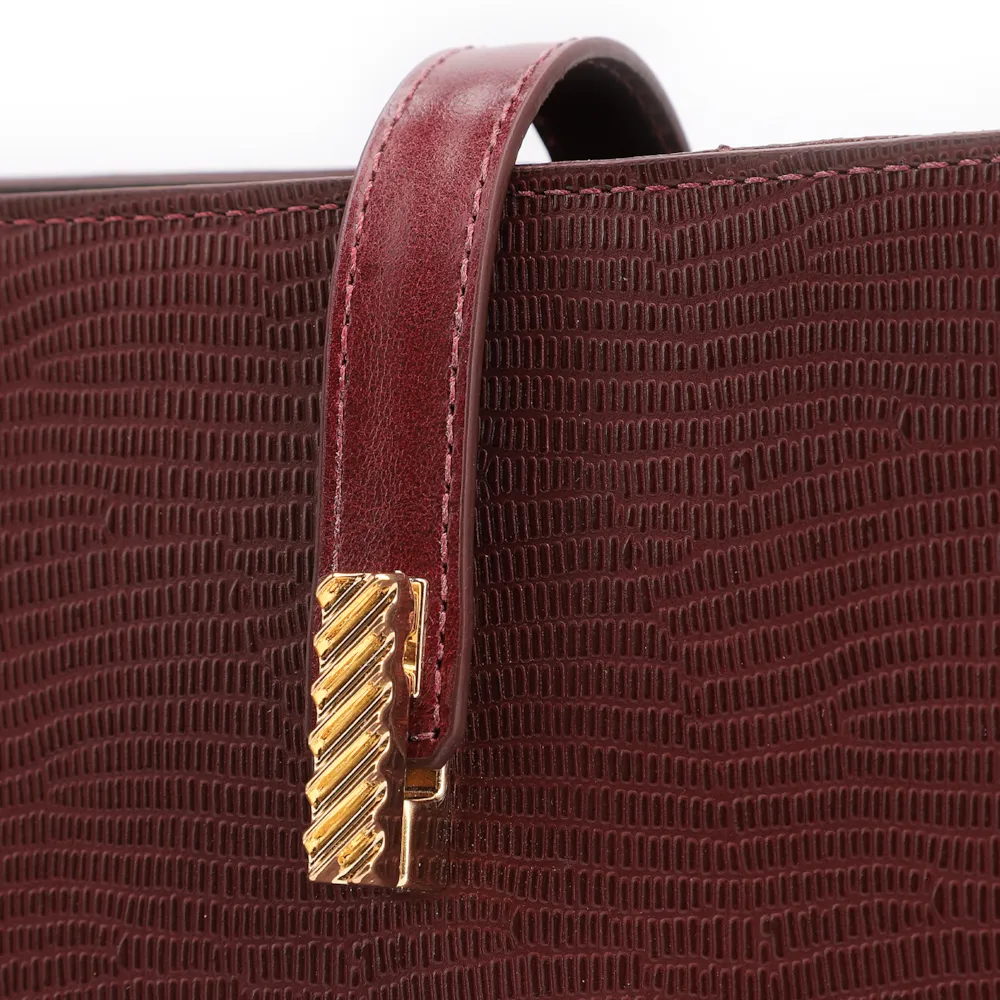 Bolsa De Ombro Couro Lezard Vinho /Couro Vinho - imagem 6
