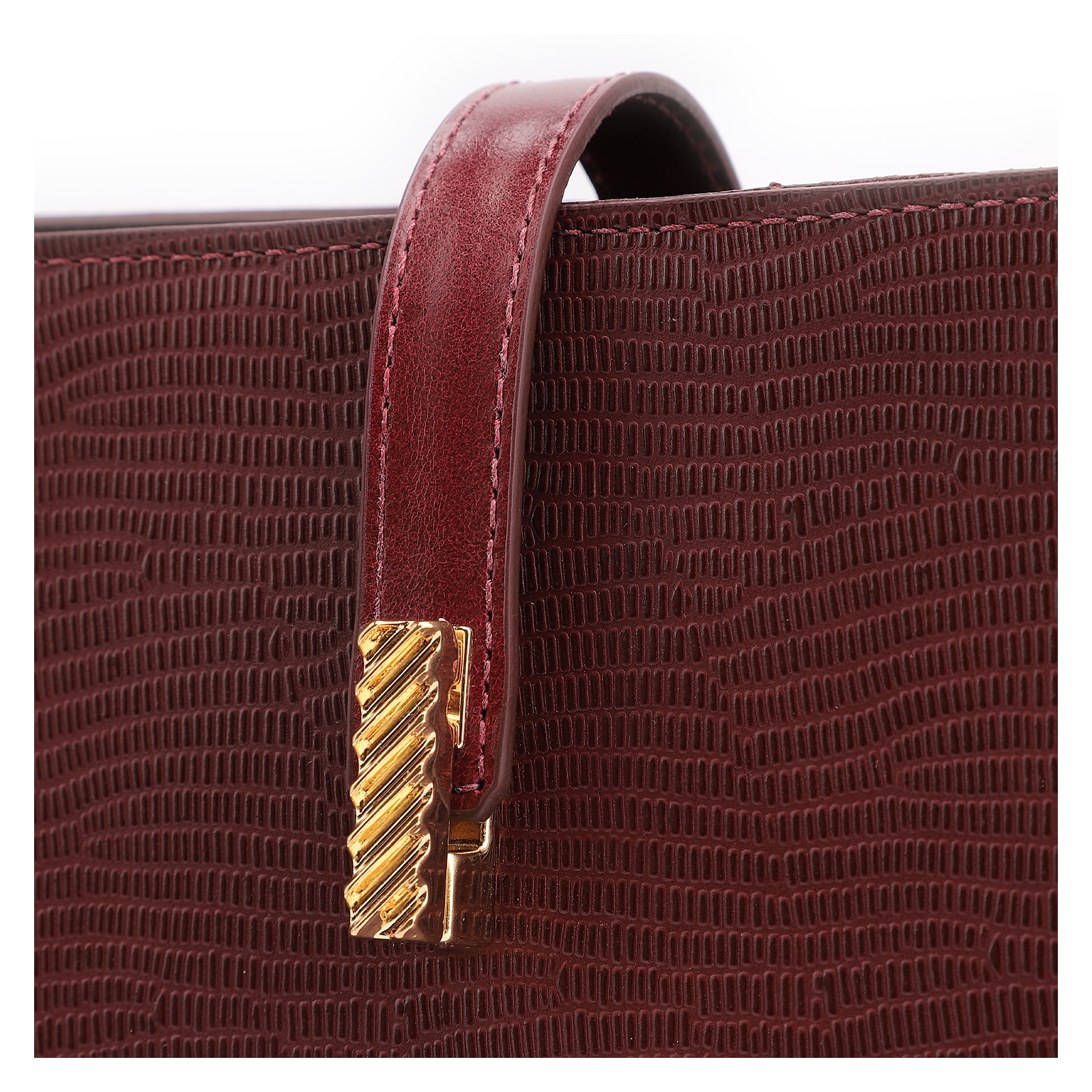 Bolsa De Ombro Couro Lezard Vinho /Couro Vinho