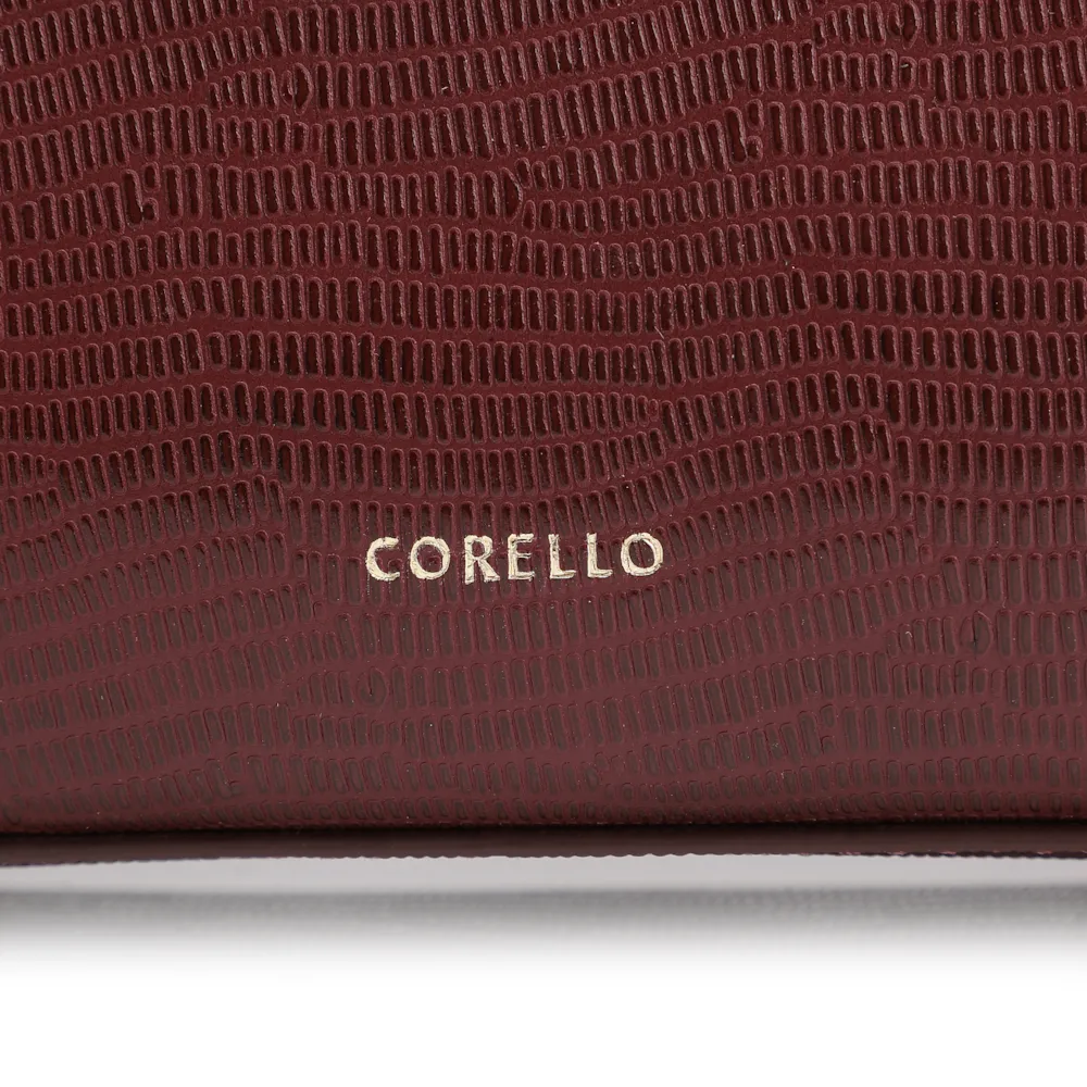 Bolsa De Ombro Couro Lezard Vinho /Couro Vinho - imagem 7