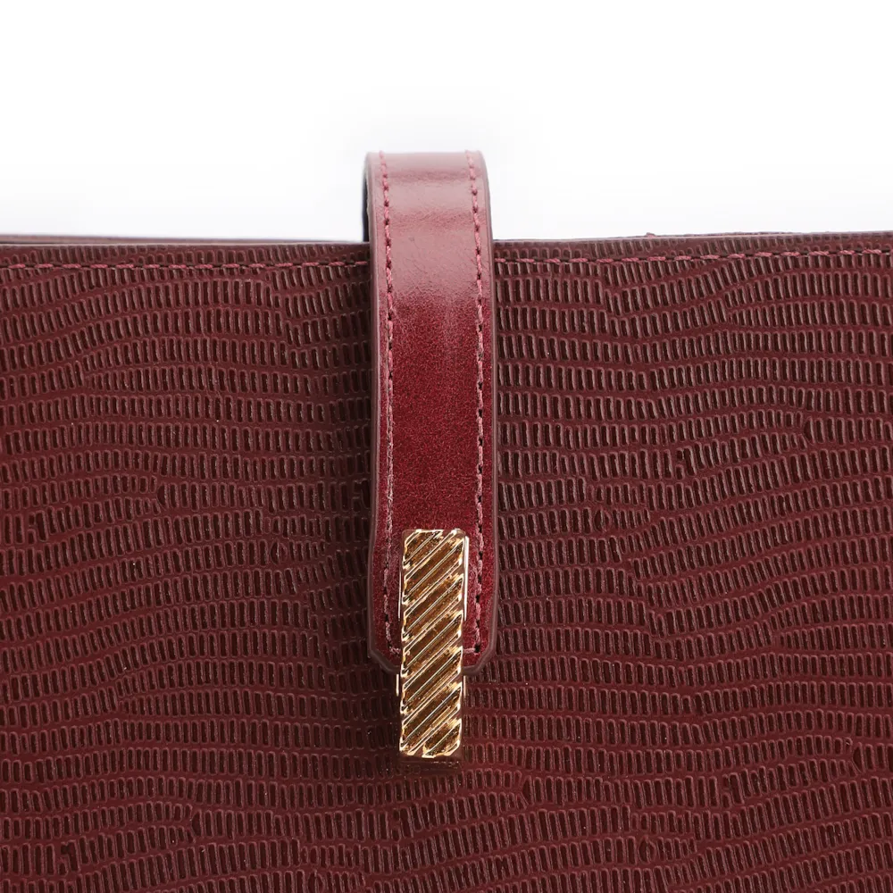 Bolsa De Ombro Couro Lezard Vinho /Couro Vinho - imagem 8