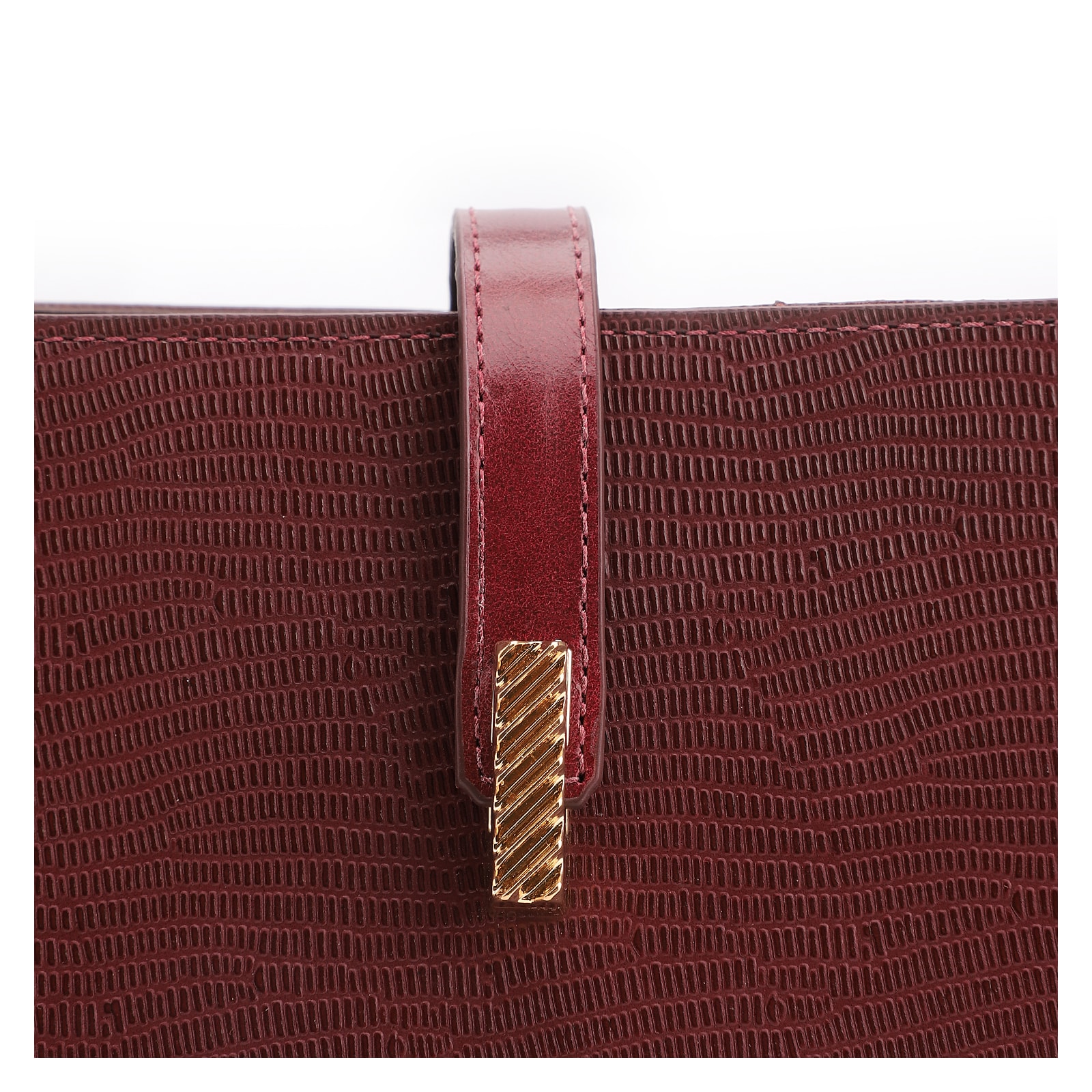 Bolsa De Ombro Couro Lezard Vinho /Couro Vinho