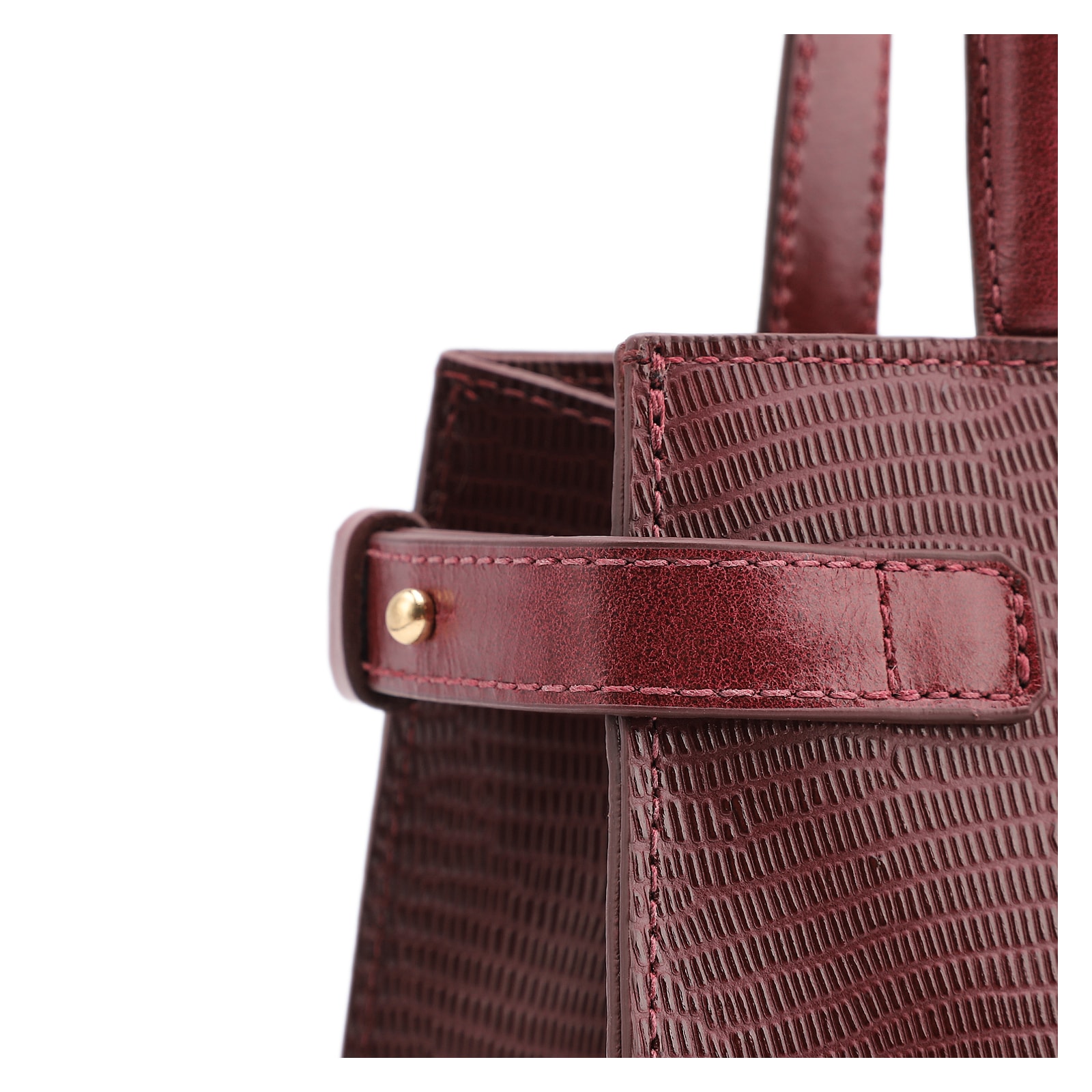 Bolsa De Ombro Couro Lezard Vinho /Couro Vinho