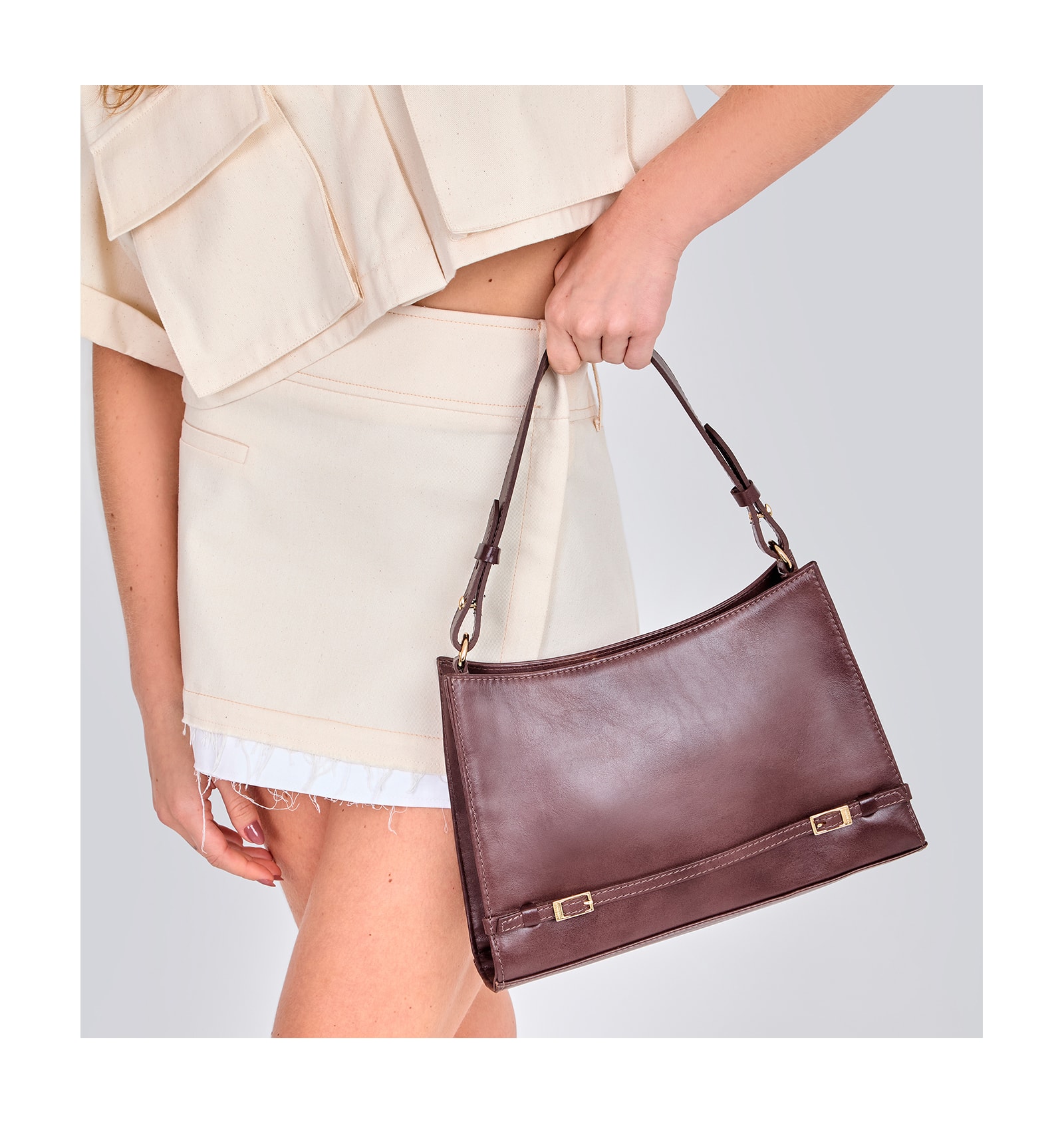 Bolsa De Ombro Couro Marrom