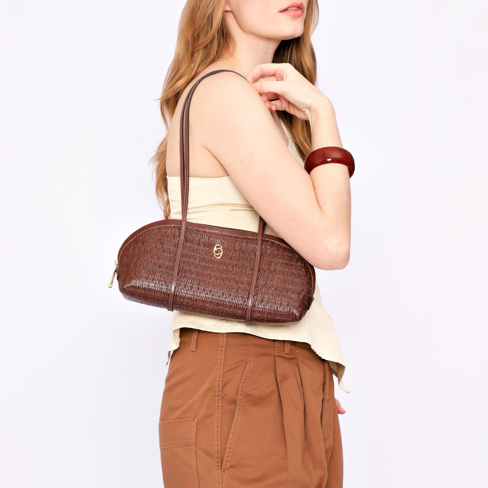 Bolsa De Ombro Couro Marrom
