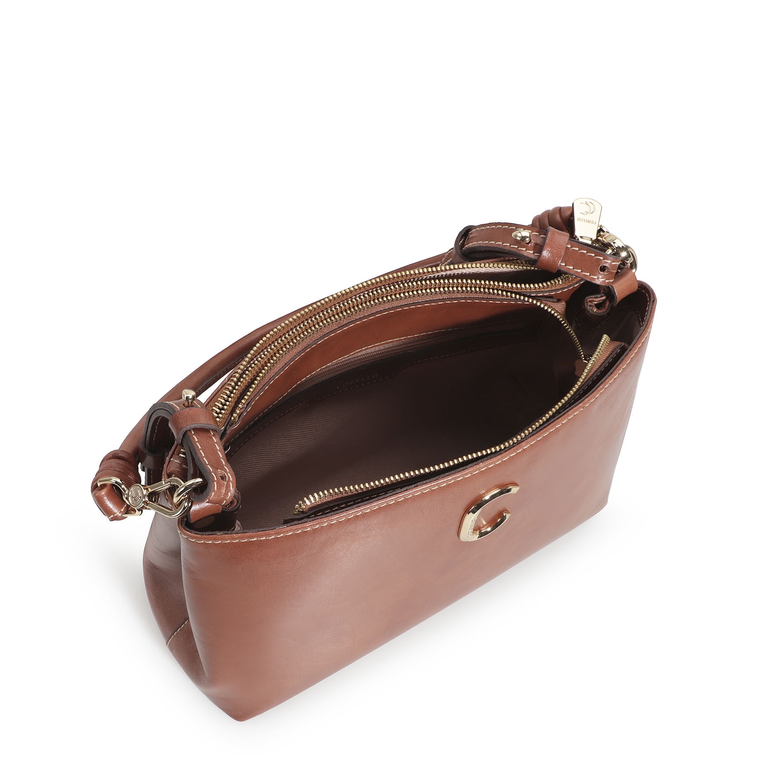 Bolsa De Ombro Couro Marrom