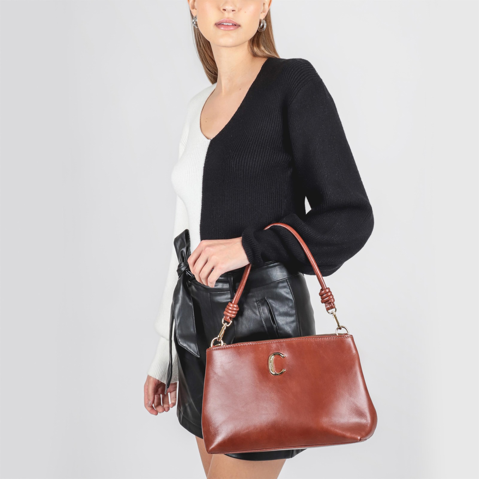 Bolsa De Ombro Couro Marrom