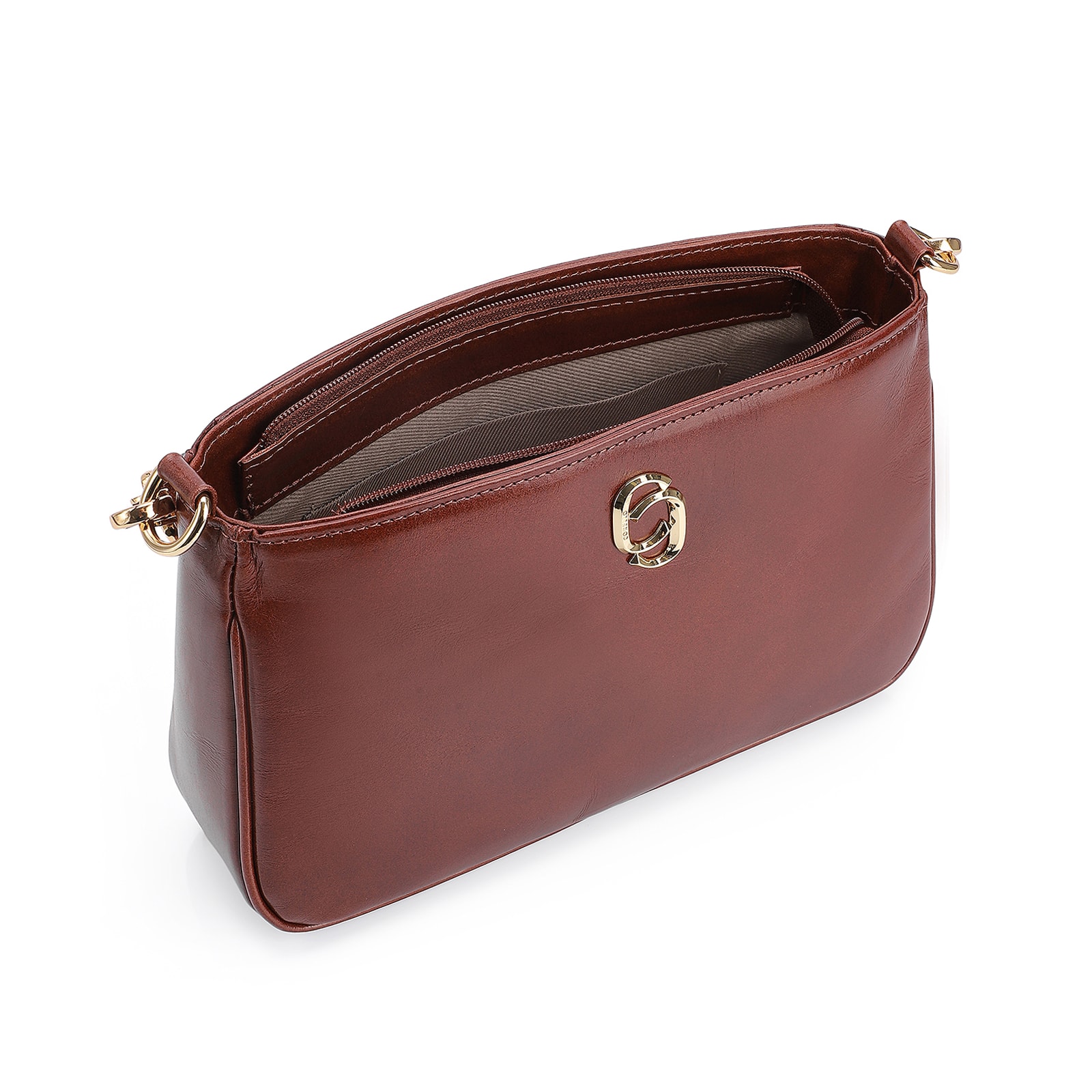 Bolsa De Ombro Couro Marrom