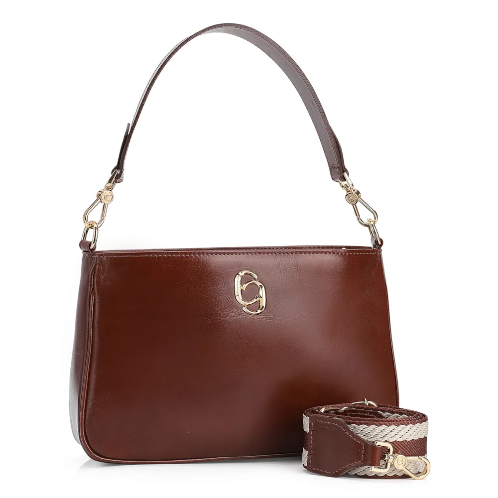 Bolsa De Ombro Couro Marrom - imagem 2