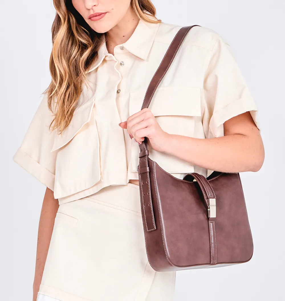 Bolsa De Ombro Couro Marrom - imagem 2