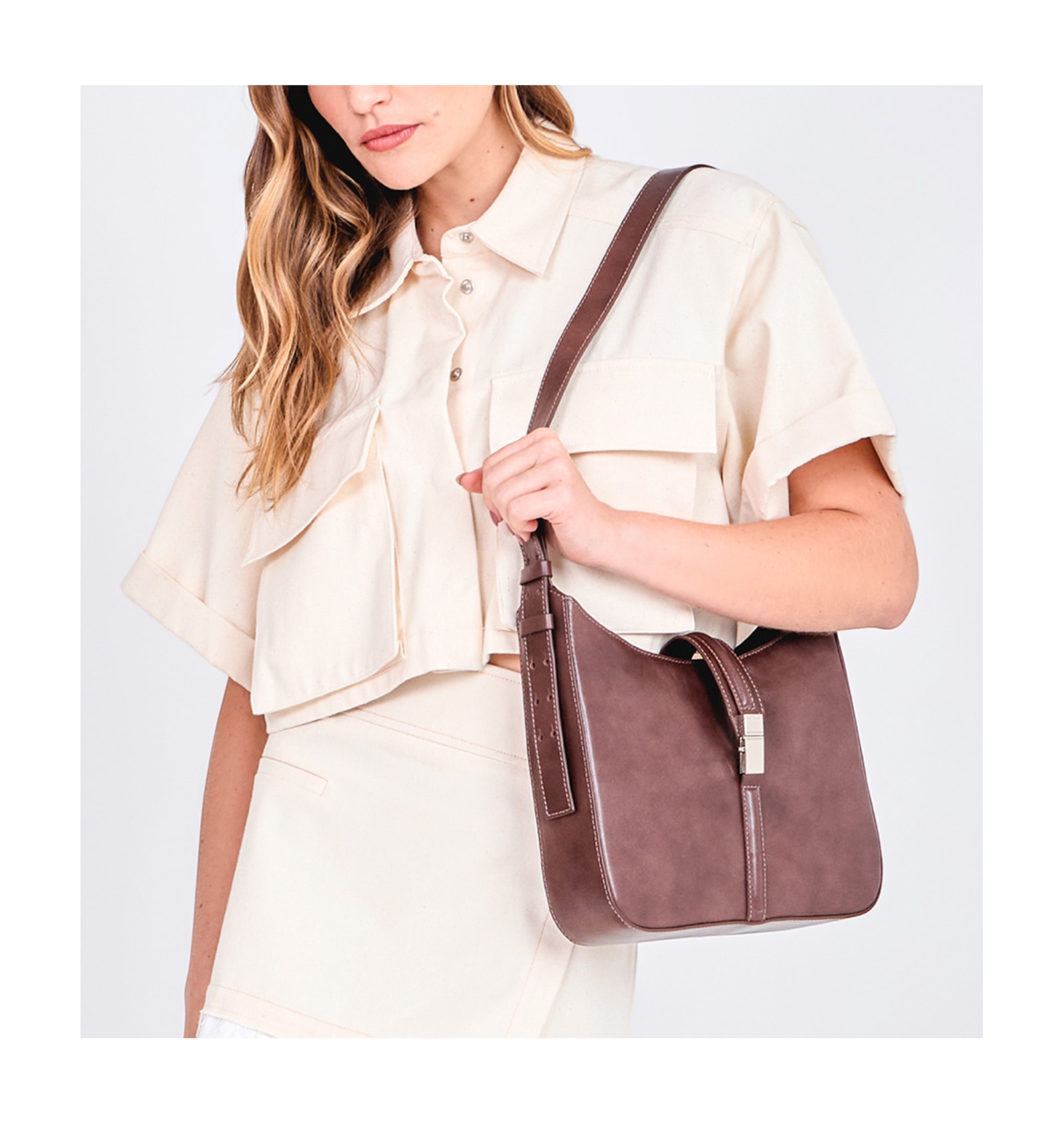 Bolsa De Ombro Couro Marrom
