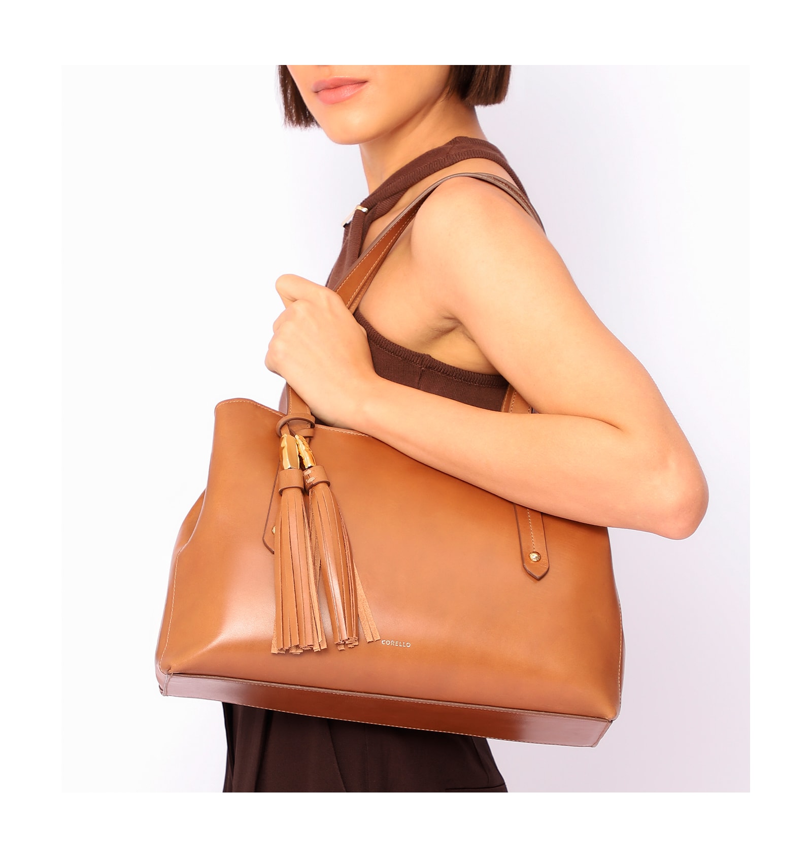 Bolsa De Ombro Couro Marrom