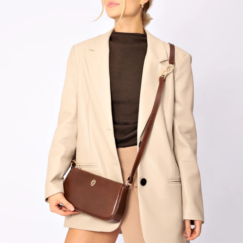 Bolsa De Ombro Couro Marrom - imagem 2