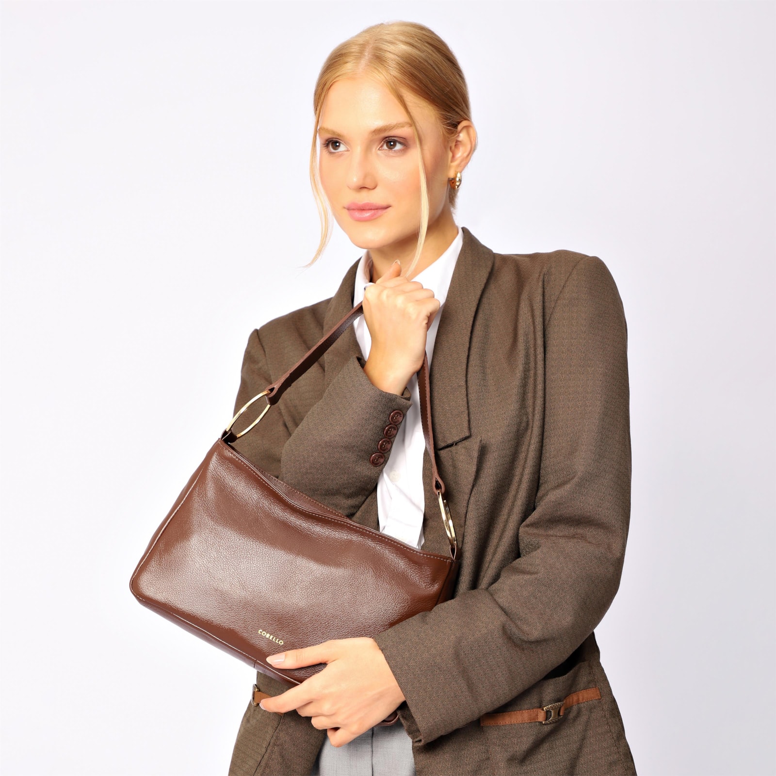 Bolsa De Ombro Couro Marrom