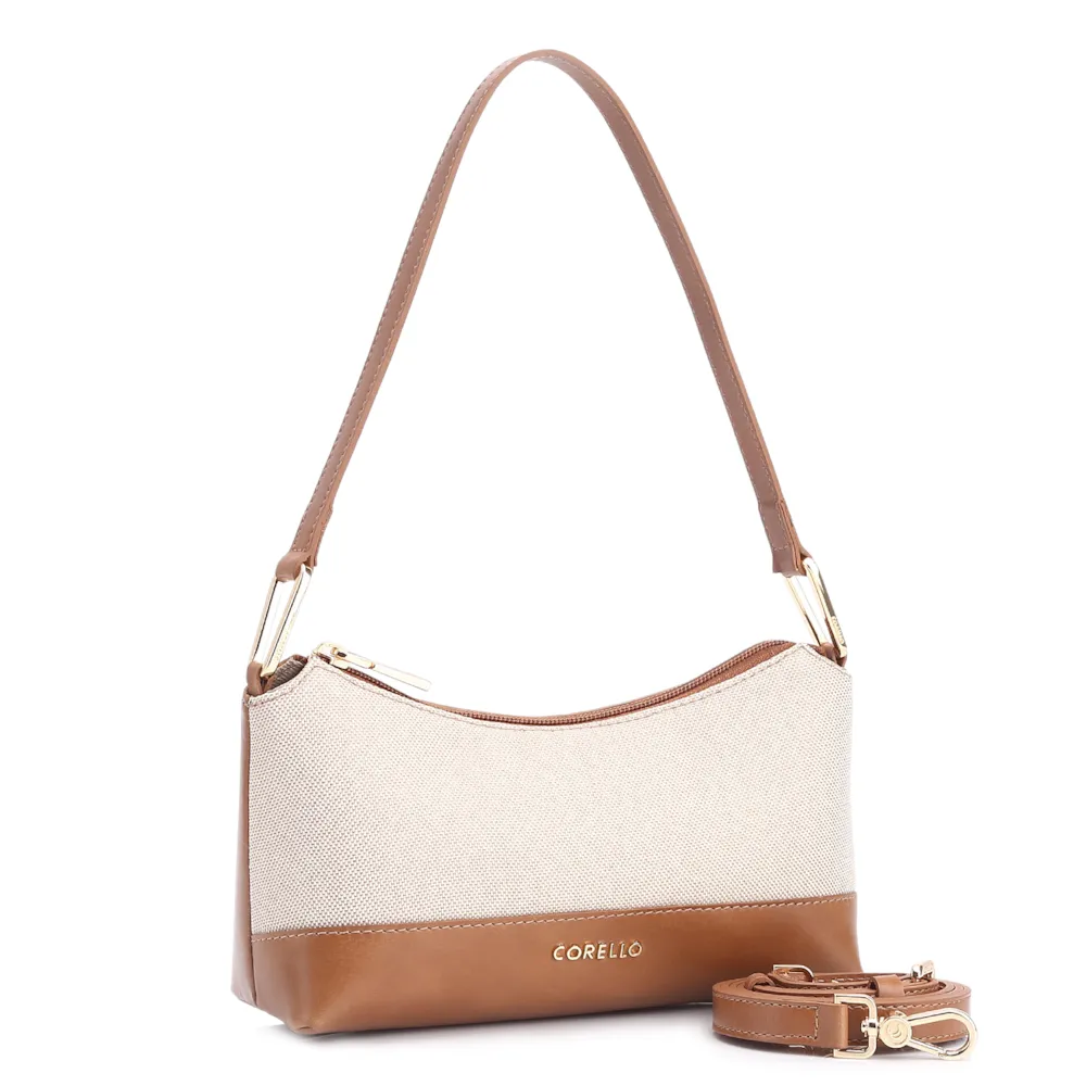 Bolsa De Ombro Couro Marrom/Alt Linho - imagem 3