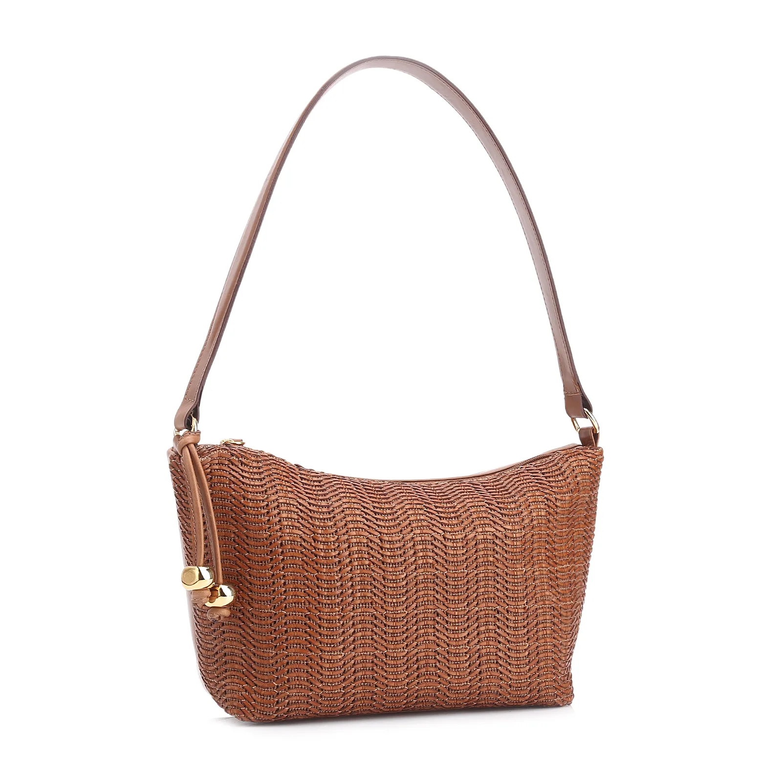 Bolsa De Ombro Couro Marrom/Alt Tramado Marrom