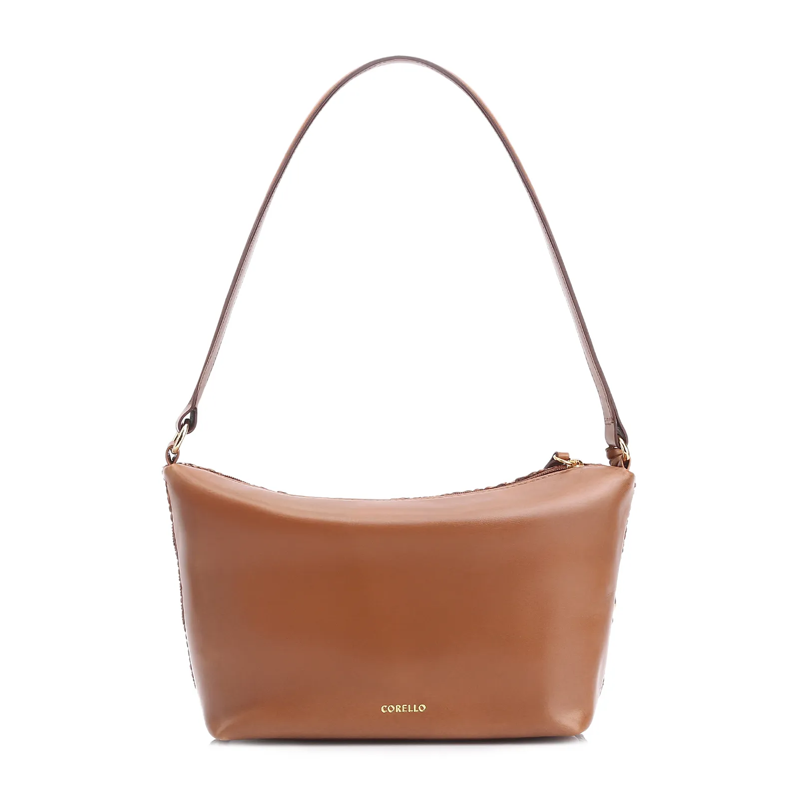 Bolsa De Ombro Couro Marrom/Alt Tramado Marrom