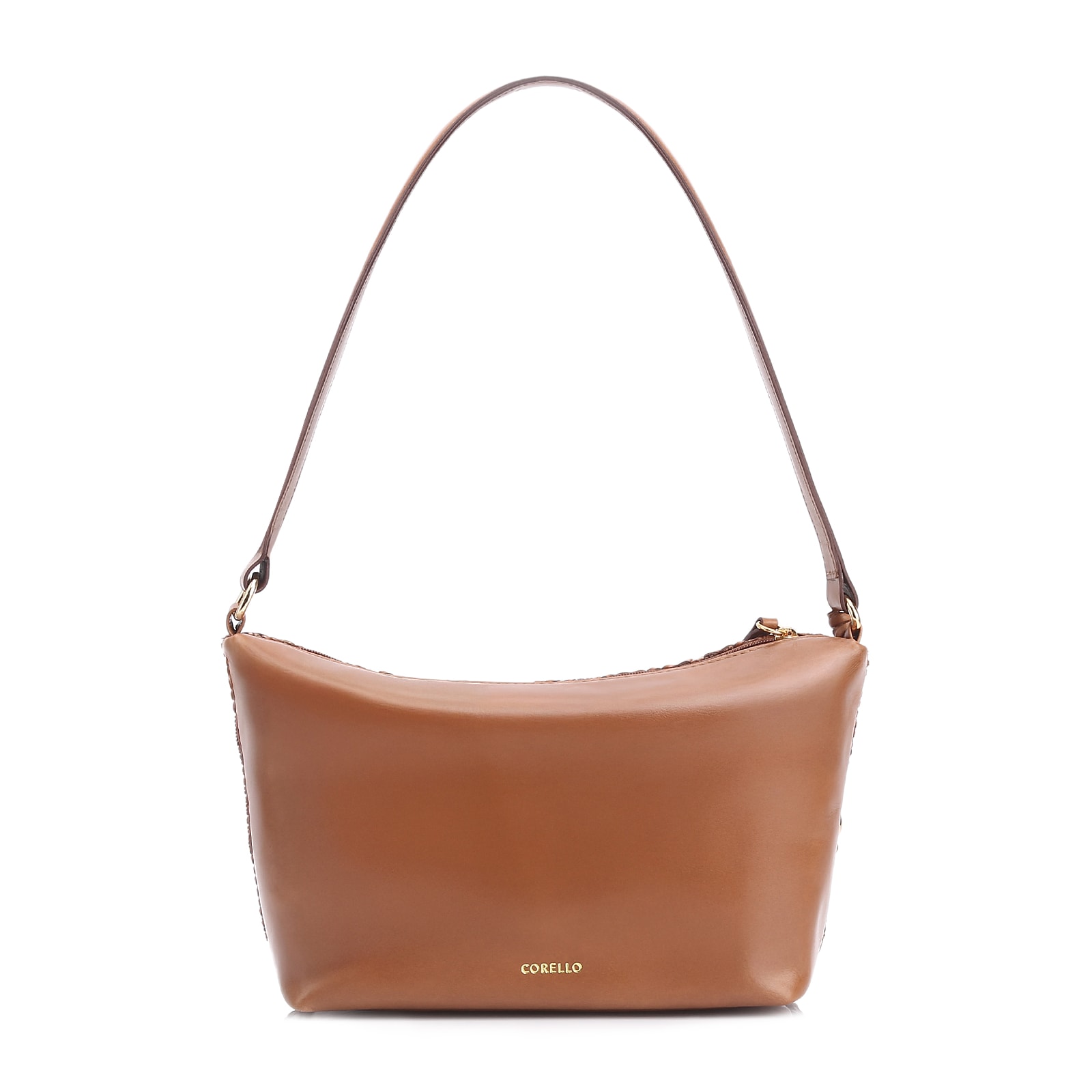 Bolsa De Ombro Couro Marrom/Alt Tramado Marrom