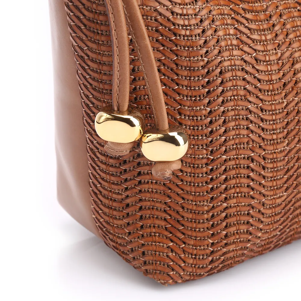 Bolsa De Ombro Couro Marrom/Alt Tramado Marrom - imagem 6