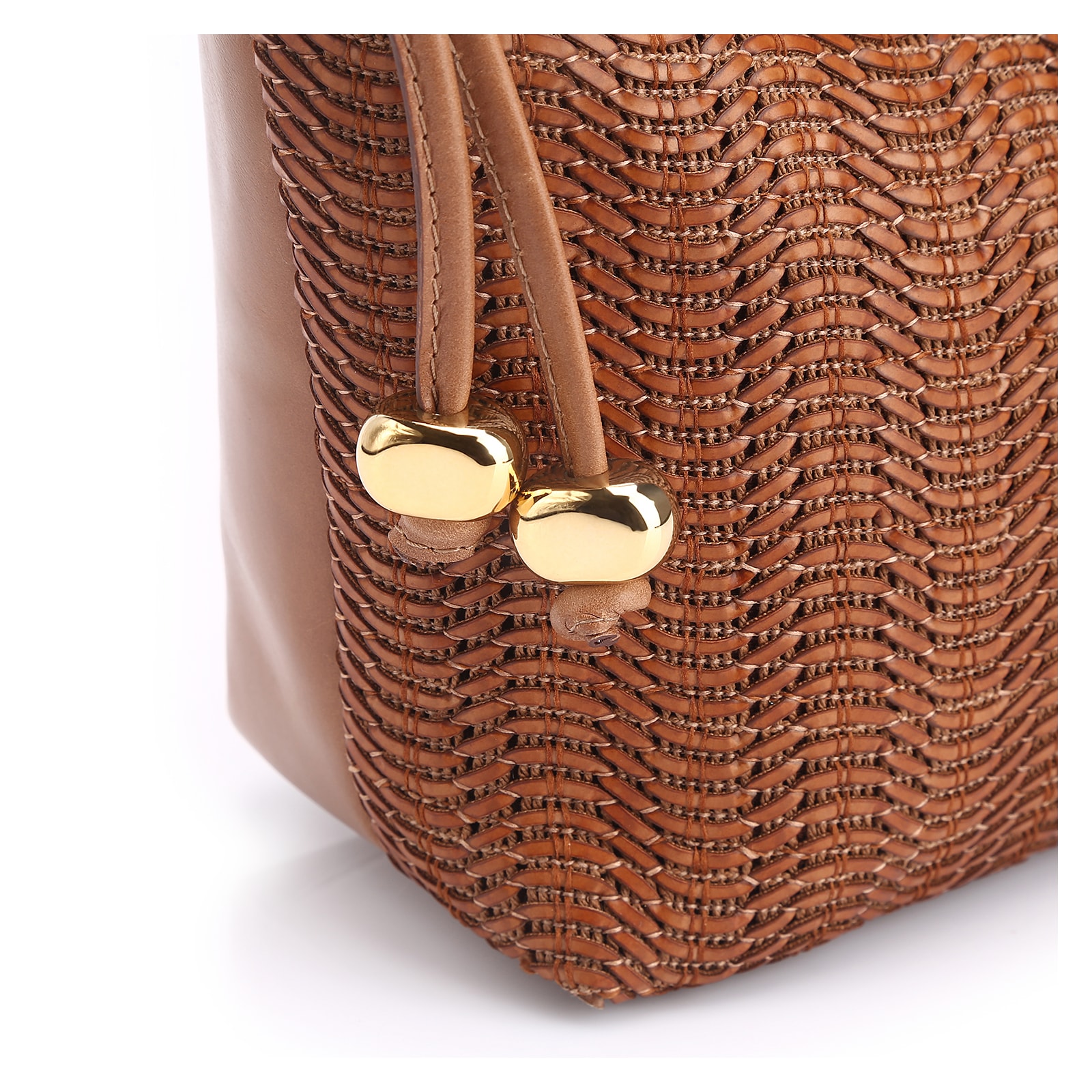 Bolsa De Ombro Couro Marrom/Alt Tramado Marrom