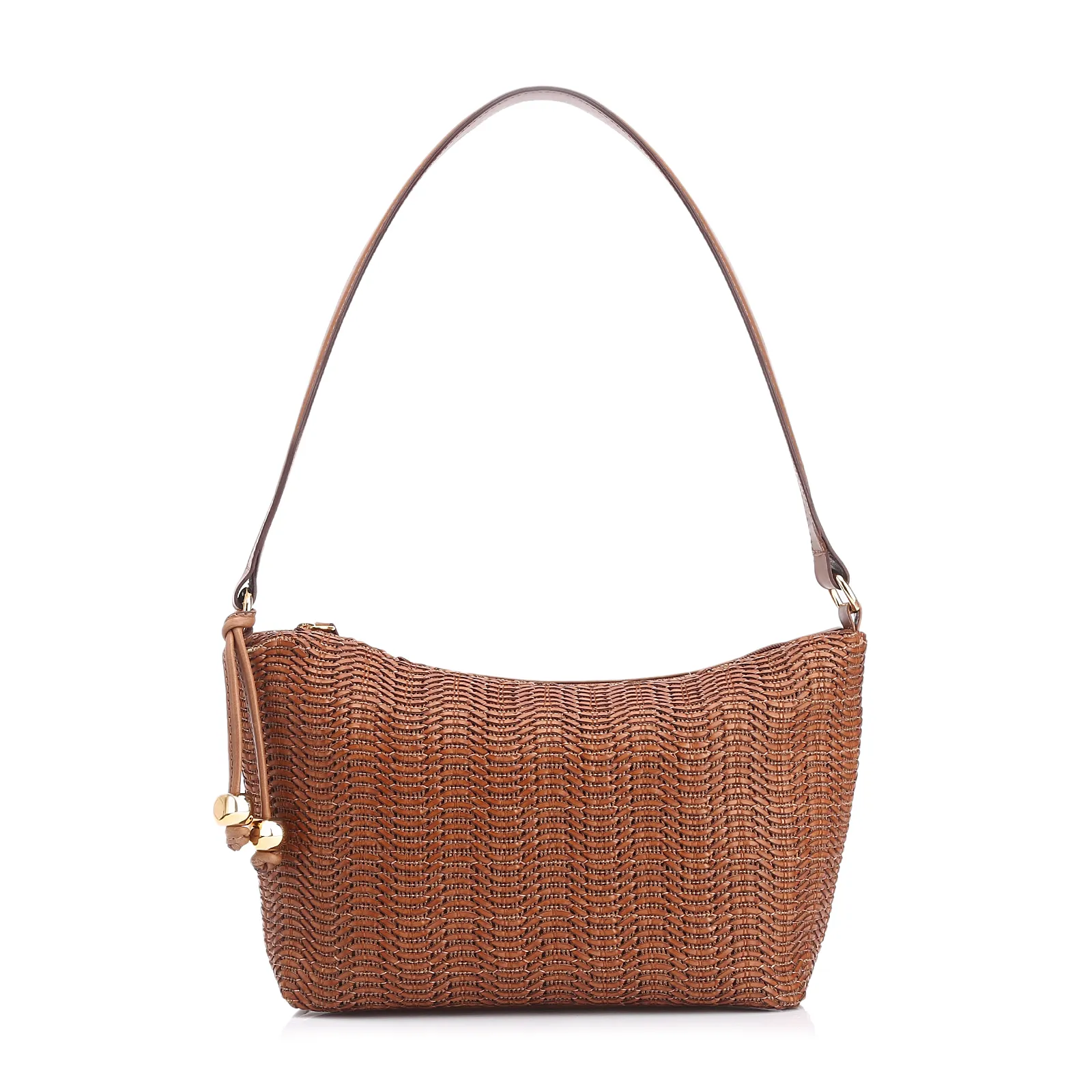 Bolsa De Ombro Couro Marrom/Alt Tramado Marrom