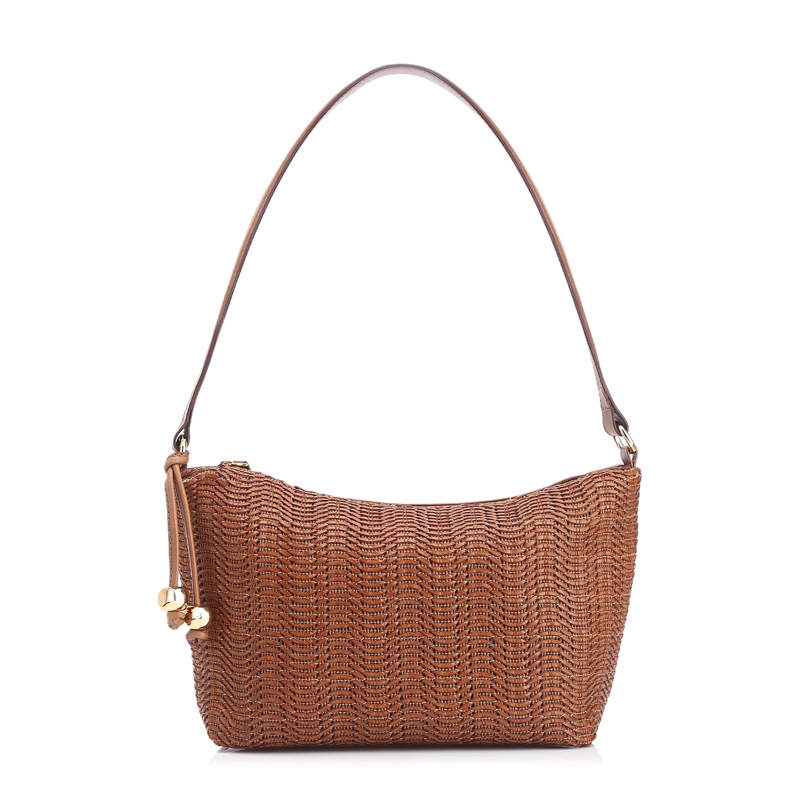 Bolsa De Ombro Couro Marrom/Alt Tramado Marrom