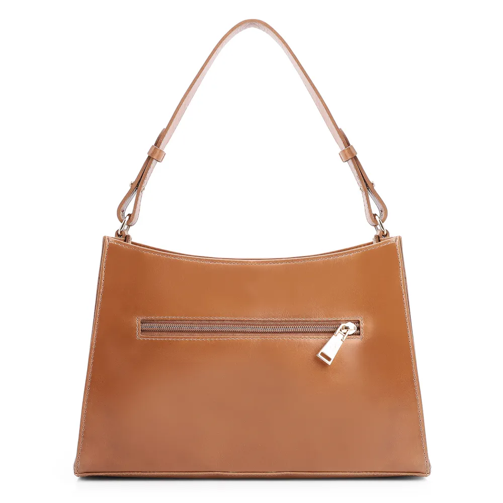 Bolsa De Ombro Couro Marrom Claro - imagem 3