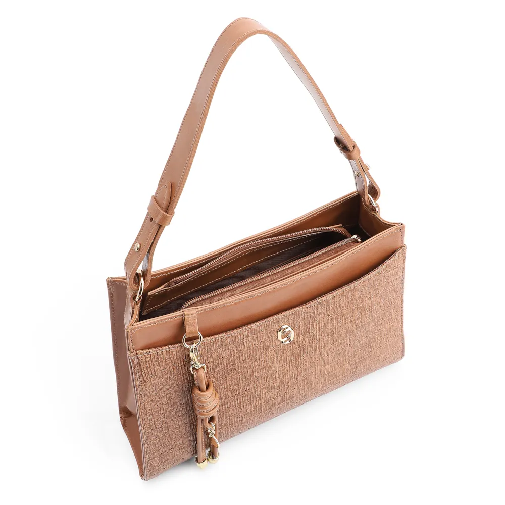 Bolsa De Ombro Couro Marrom Claro - imagem 4