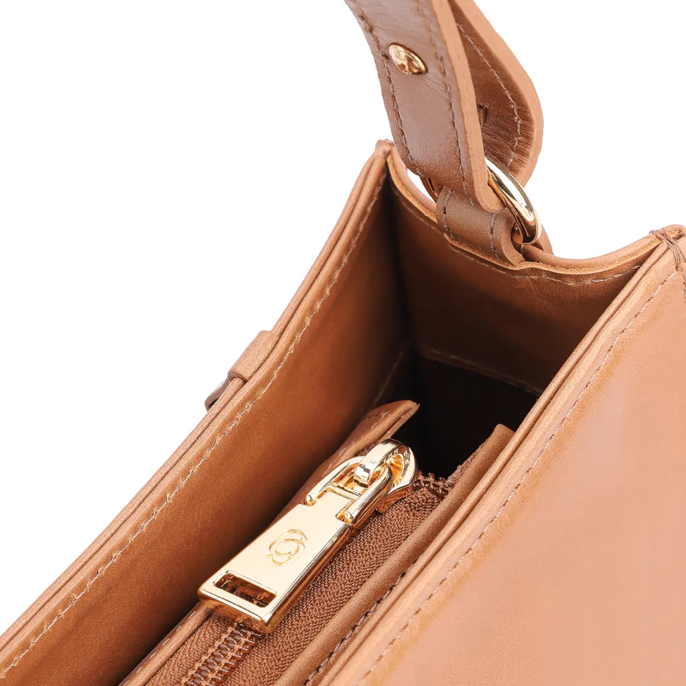 Bolsa De Ombro Couro Marrom Claro - imagem 5