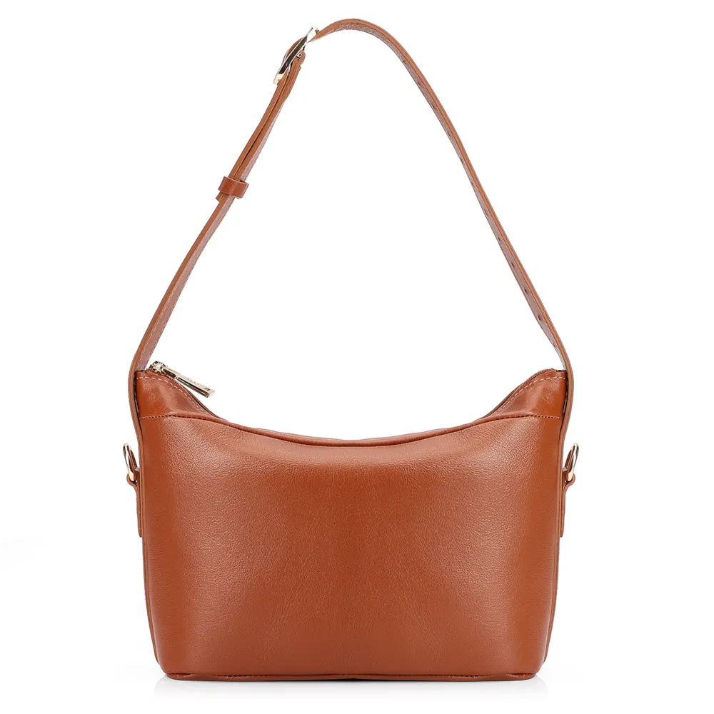Bolsa De Ombro Couro Marrom Claro - imagem 3