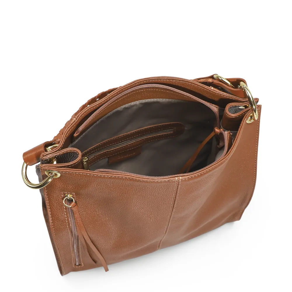 Bolsa De Ombro Couro Marrom Claro - imagem 4
