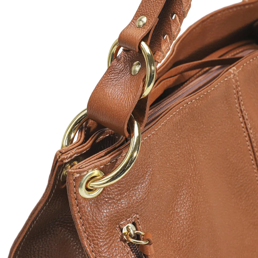 Bolsa De Ombro Couro Marrom Claro - imagem 5