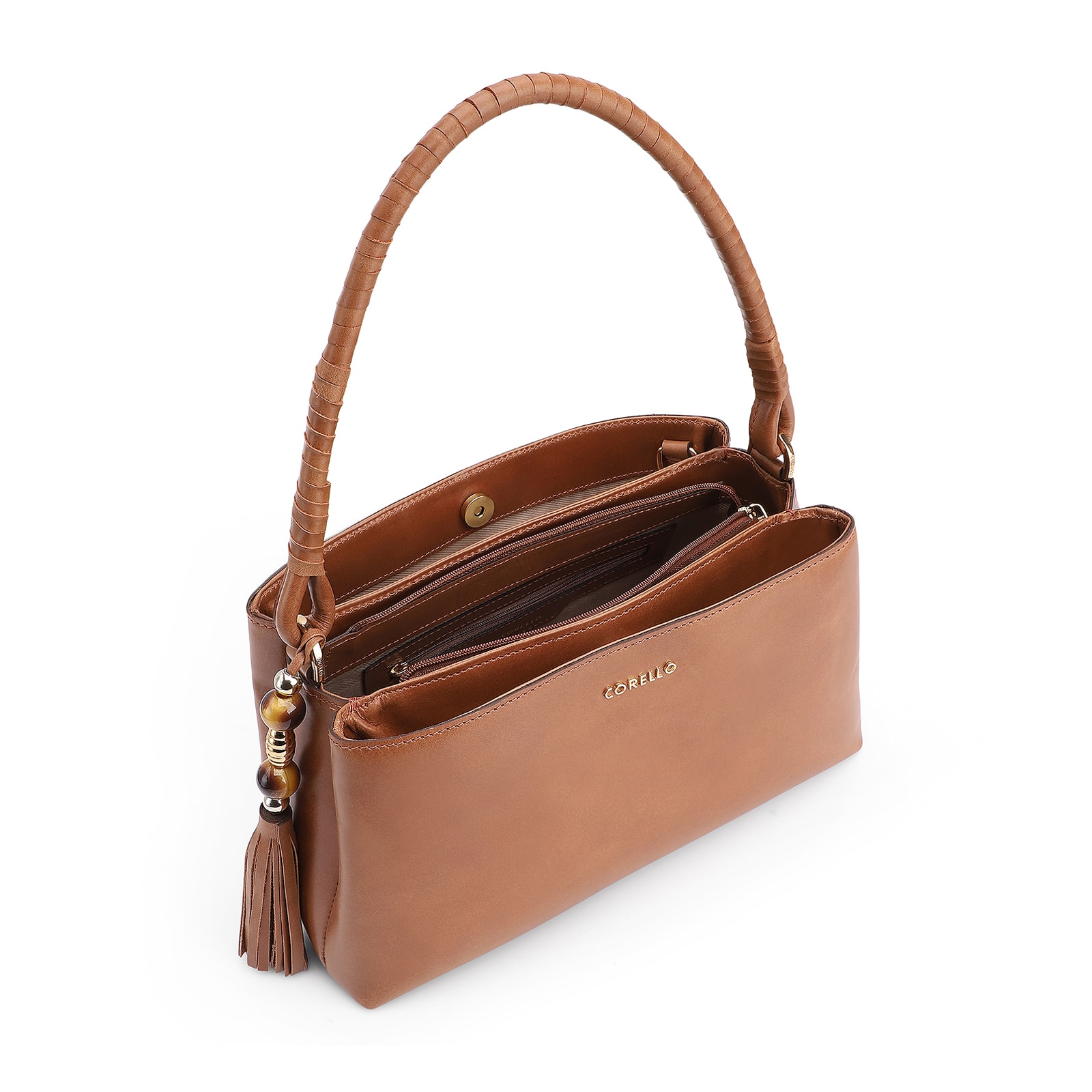 Bolsa De Ombro Couro Marrom Claro