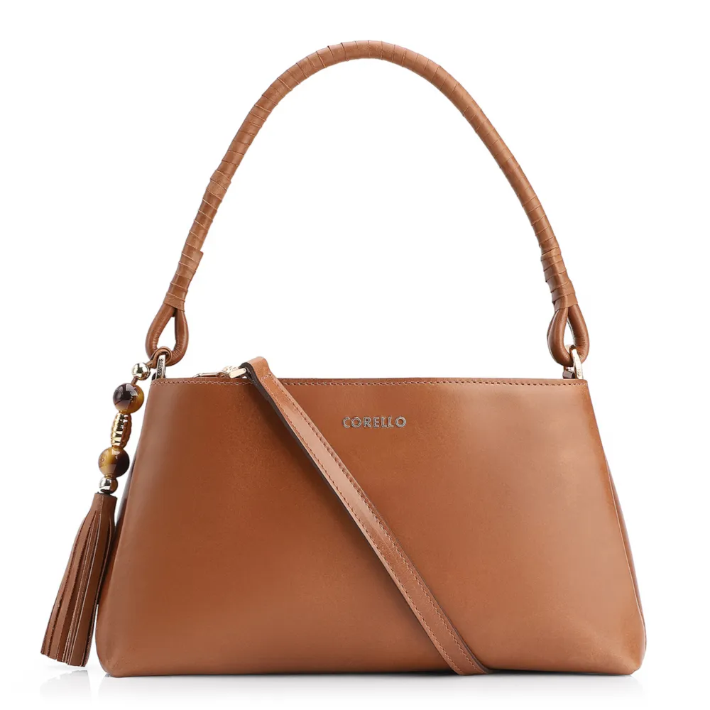 Bolsa De Ombro Couro Marrom Claro