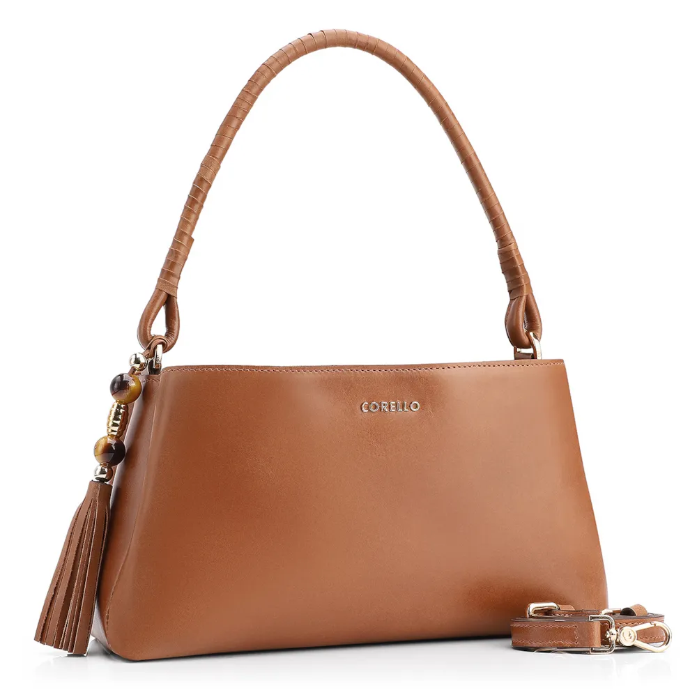 Bolsa De Ombro Couro Marrom Claro - imagem 2