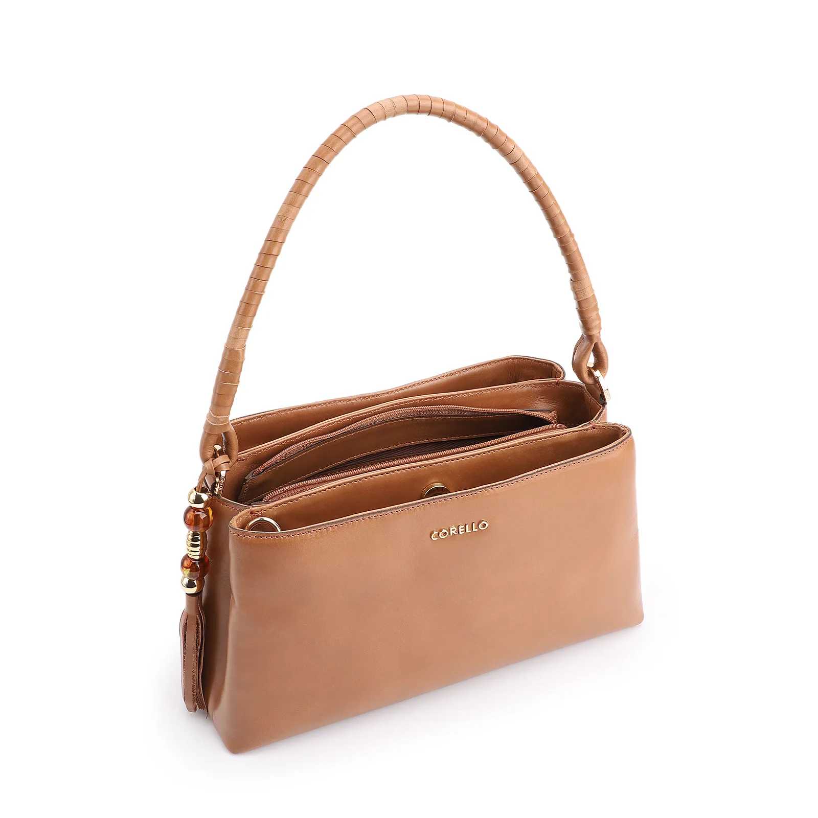 Bolsa De Ombro Couro Marrom Claro