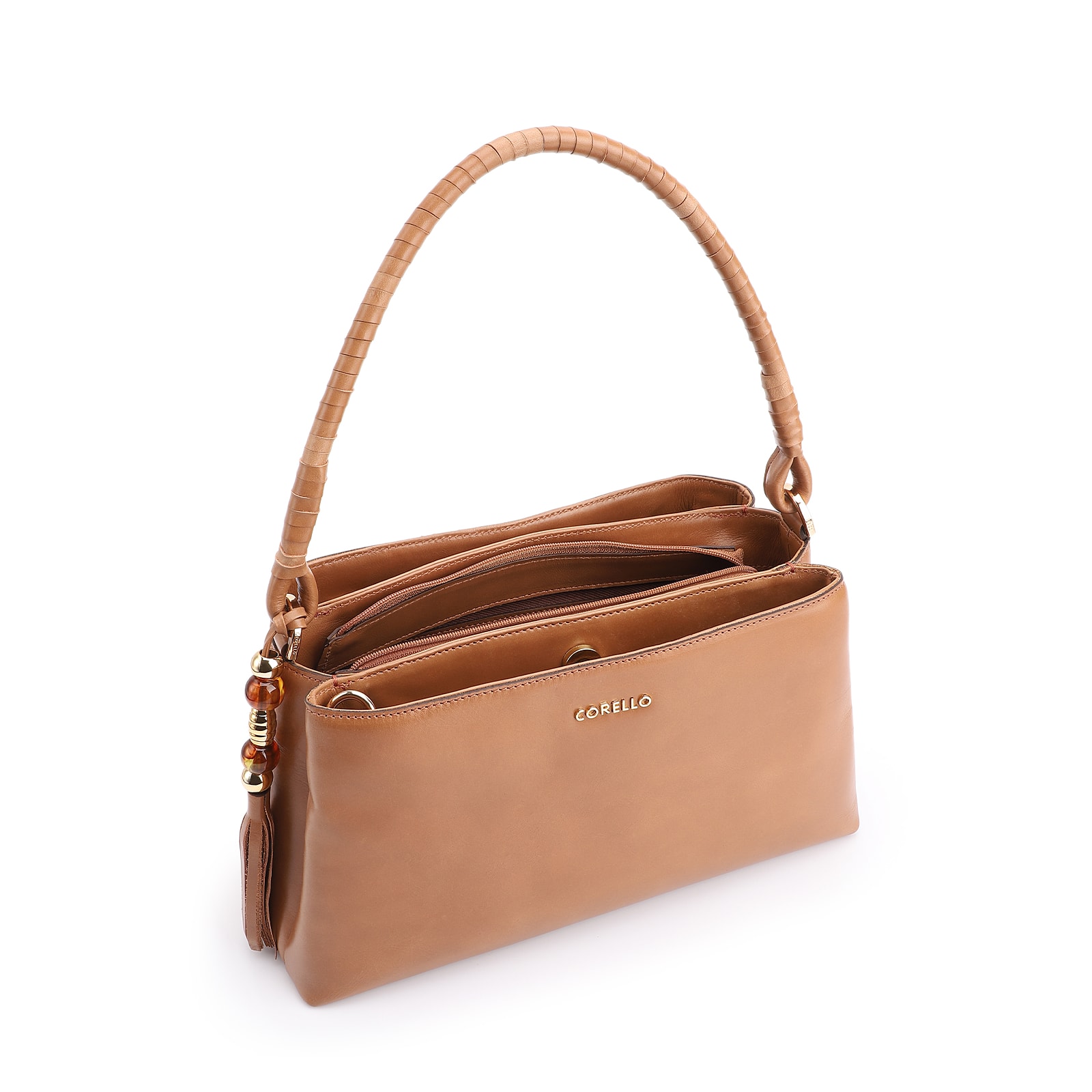Bolsa De Ombro Couro Marrom Claro